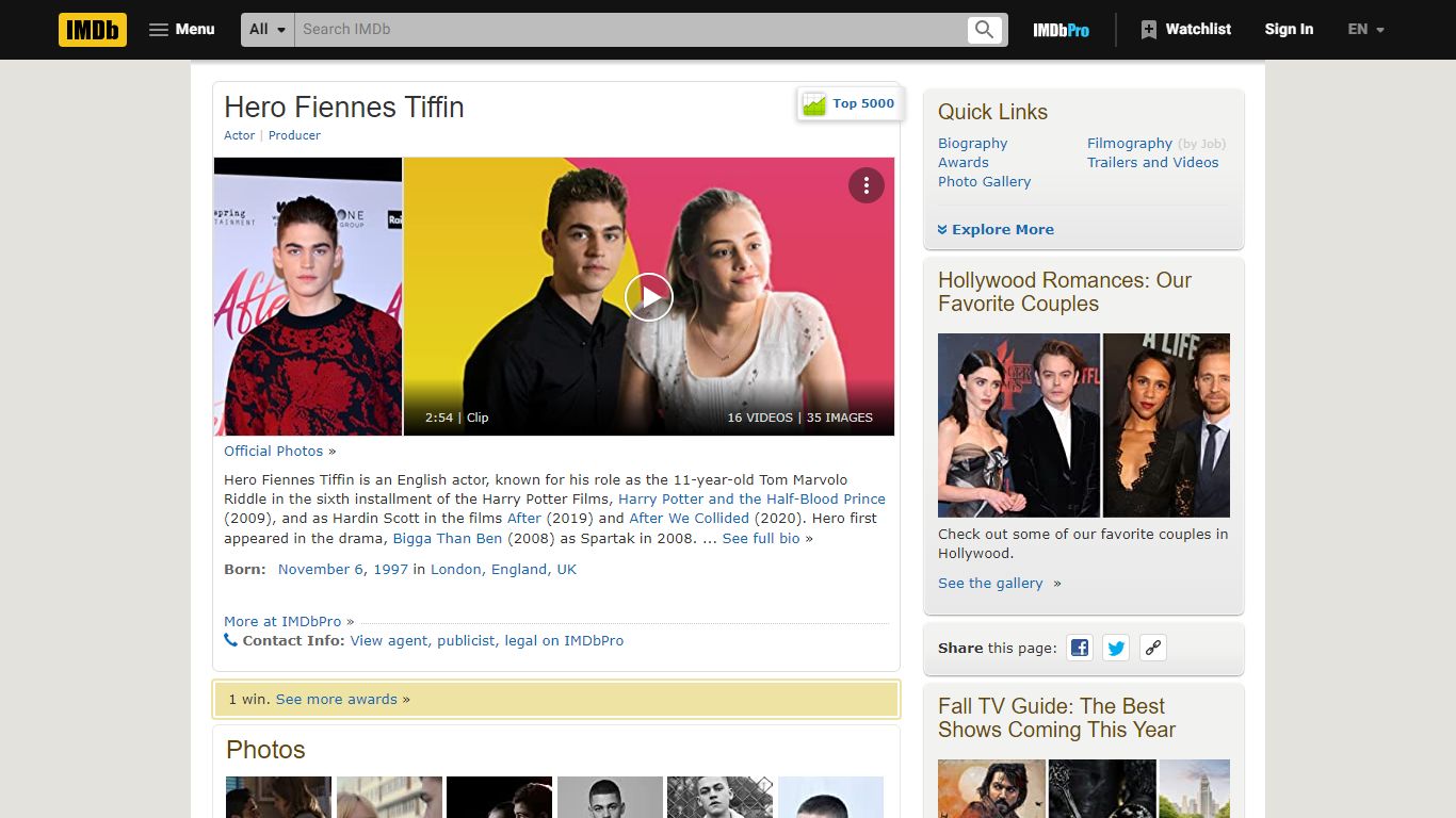 Hero Fiennes Tiffin - IMDb